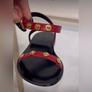 NWT VERSACE Medusa Head Cherry Leather Sandals